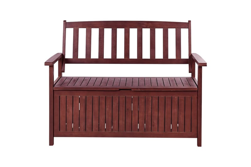 Trädgårdsbänk med dyna Sovana Rödbrun/rött, 120 cm - Rödbrun/rött, 120 cm - Utemöbler - Utesoffa - Trädgårdsbänk & utebänk