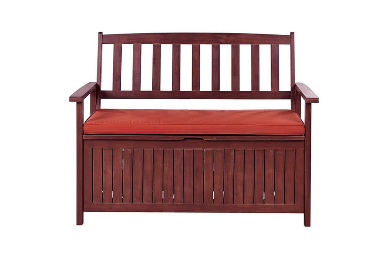 Trädgårdsbänk med dyna Sovana Rödbrun/rött, 120 cm, Rödbrun/rött, 120 cm