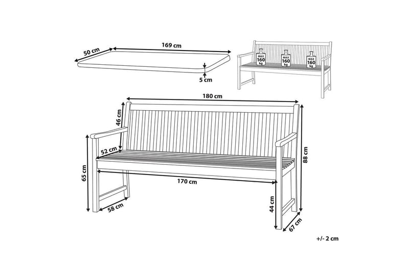 Trädgårdsbänk med dyna Vivara - Utemöbler - Utesoffa - Trädgårdsbänk & utebänk