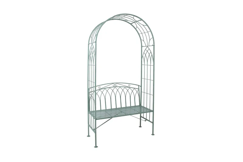 Bänk Utomhus Mint med Båge Antikgrön, undefined