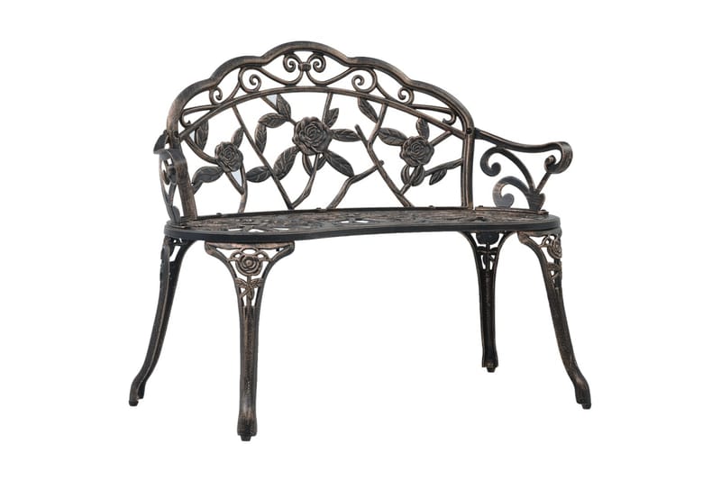 CaféBänk Utomhus 100 cm brons gjuten aluminium - Brun - Utemöbler - Utesoffa - Trädgårdsbänk & utebänk
