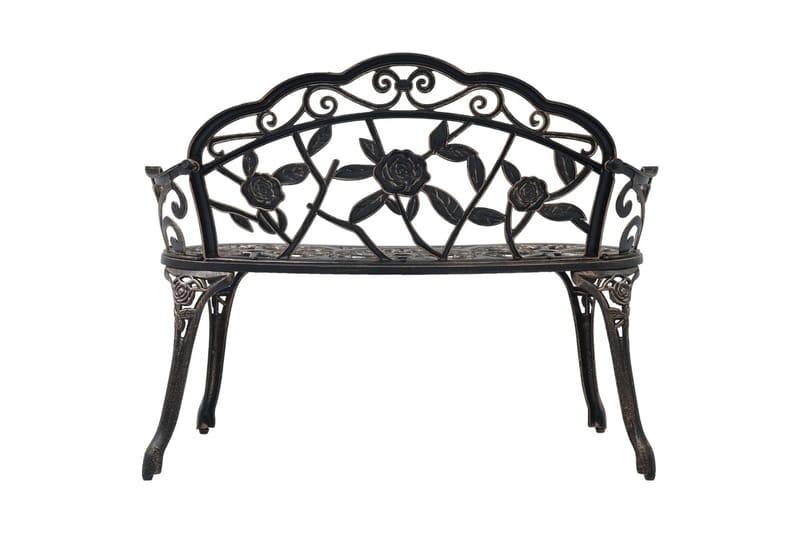 CaféBänk Utomhus 100 cm brons gjuten aluminium - Brun - Utemöbler - Utesoffa - Trädgårdsbänk & utebänk