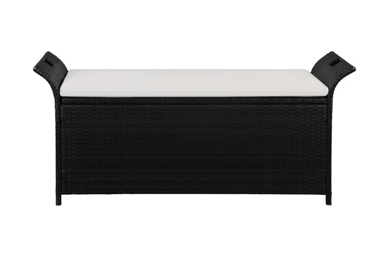FörvaringsBänk Utomhus med dyna 138 cm konstrotting svart - Svart - Utemöbler - Utesoffa - Trädgårdsbänk & utebänk