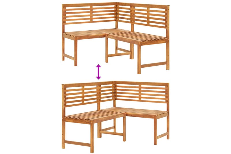 HörnBänk Utomhus 140 cm massivt akaciaträ - Brun - Utemöbler - Utesoffa - Trädgårdsbänk & utebänk