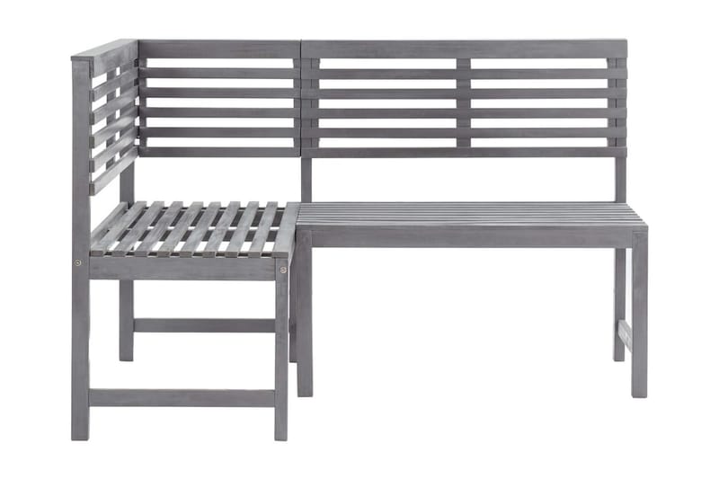 HörnBänk Utomhus grå 140 cm massivt akaciaträ - Grå - Utemöbler - Utesoffa - Trädgårdsbänk & utebänk