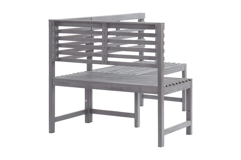 HörnBänk Utomhus grå 140 cm massivt akaciaträ - Grå - Utemöbler - Utesoffa - Trädgårdsbänk & utebänk