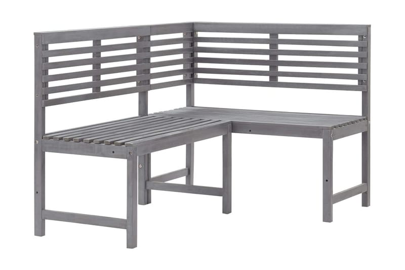 HörnBänk Utomhus grå 140 cm massivt akaciaträ - Grå - Utemöbler - Utesoffa - Trädgårdsbänk & utebänk