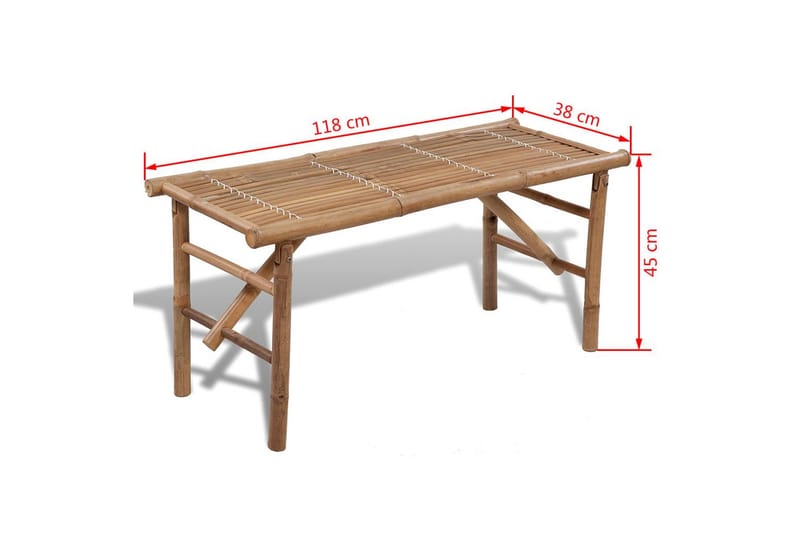 Hopfällbar Trädgårdsbänk 118 cm bambu - Brun - Utemöbler - Utesoffa - Trädgårdsbänk & utebänk