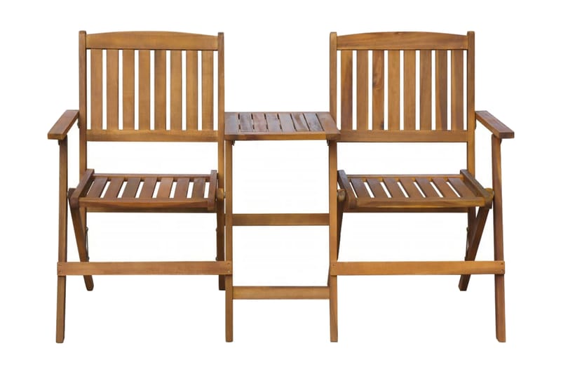 Hopfällbar Trädgårdsbänk med teUtebord 140 cm massivt akaciaträ - Brun - Utemöbler - Utesoffa - Trädgårdsbänk & utebänk
