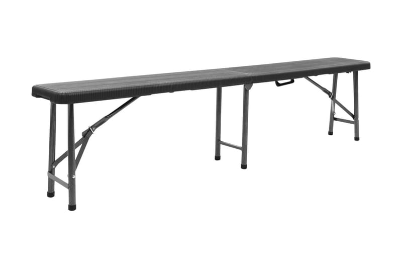 Hopfällbara Trädgårdsbänkar 2 st 180 cm HDPE svart - Svart - Utemöbler - Utesoffa - Trädgårdsbänk & utebänk