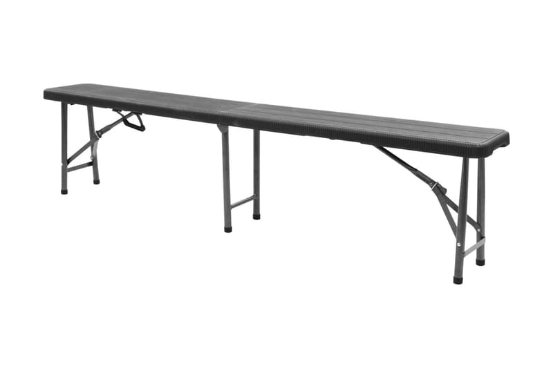 Hopfällbara Trädgårdsbänkar 2 st 180 cm HDPE svart - Svart - Utemöbler - Utesoffa - Trädgårdsbänk & utebänk