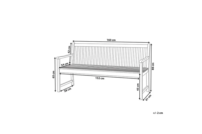 Iazzetta Trädgårdsbänk 160 cm - Trä/Natur - Utemöbler - Utesoffa - Trädgårdsbänk & utebänk
