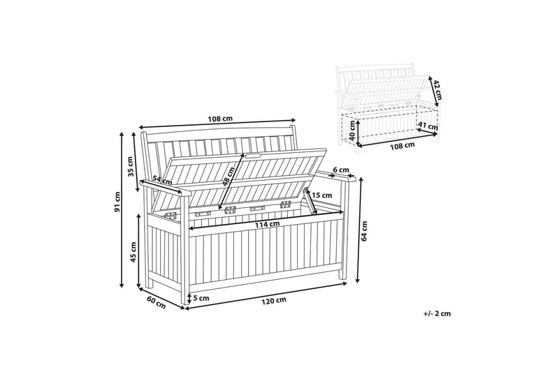 Jaraicejo Trädgårdsbänk med Förvaring - Brun - Utemöbler - Utesoffa - Trädgårdsbänk & utebänk