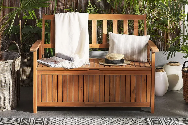 Jaraicejo Trädgårdsbänk med Förvaring - Brun - Utemöbler - Utesoffa - Trädgårdsbänk & utebänk