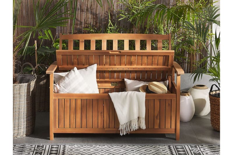 Jaraicejo Trädgårdsbänk med Förvaring - Brun - Utemöbler - Utesoffa - Trädgårdsbänk & utebänk