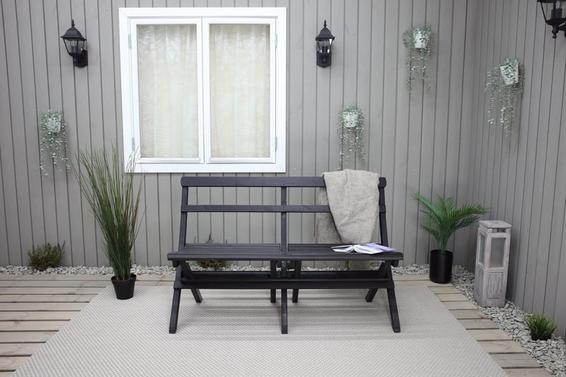 Larios Utebänk 130 cm - Svart - Utemöbler - Utesoffa - Trädgårdsbänk & utebänk