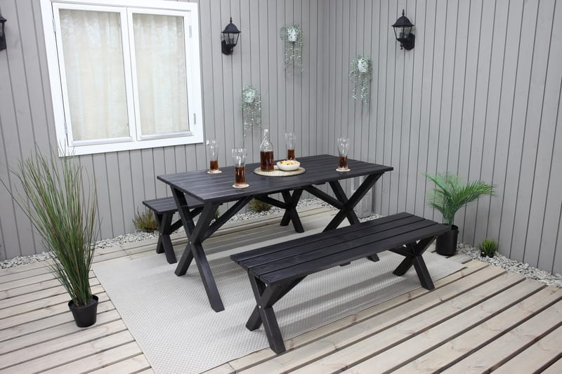 Lietinna Utebänk 140 cm - Svart - Utemöbler - Utesoffa - Trädgårdsbänk & utebänk