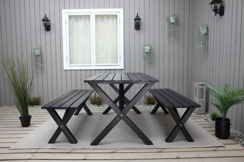 Lietinna Utebänk 180 cm - Svart - Utemöbler - Utesoffa - Trädgårdsbänk & utebänk