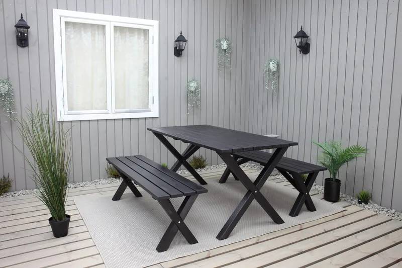 Lietinna Utebänk 180 cm - Svart - Utemöbler - Utesoffa - Trädgårdsbänk & utebänk