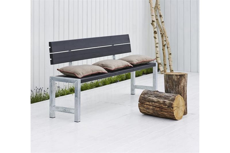 PLUS Melvin PlankBänk Utomhus med Ryggstöd 176 cm - Svart - Utemöbler - Utesoffa - Trädgårdsb�änk & utebänk