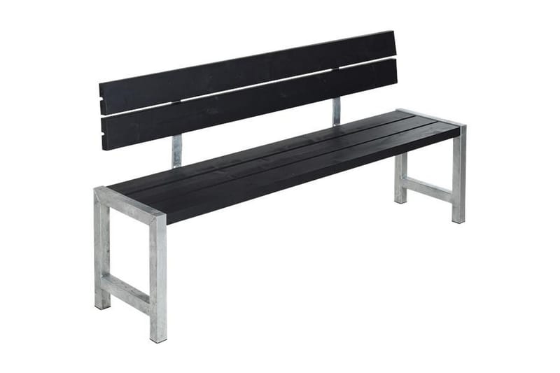 PLUS Melvin PlankBänk Utomhus med Ryggstöd 176 cm - Svart - Utemöbler - Utesoffa - Trädgårdsbänk & utebänk