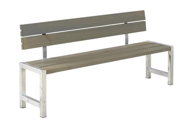 PLUS Melvin PlankBänk Utomhus med Ryggstöd 176 cm - Gråbrun - Utemöbler - Utesoffa - Trädgårdsbänk & utebänk
