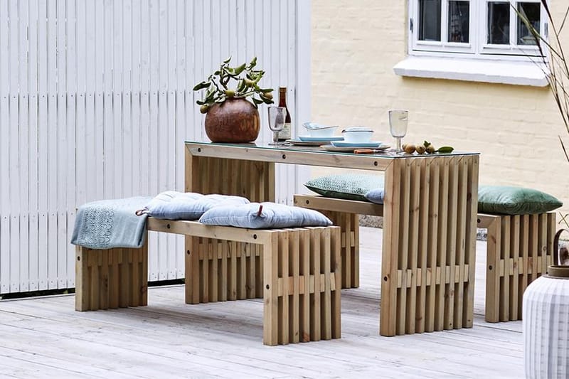 PLUS Rustik TrallBänk Utomhus Design 138x36x45cm - Naturell - Utemöbler - Utesoffa - Trädgårdsbänk & utebänk