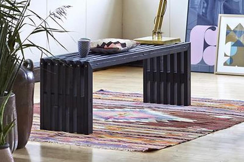 PLUS Rustik TrallBänk Utomhus Design 138x36x45cm - Svart - Utemöbler - Utesoffa - Trädgårdsbänk & utebänk