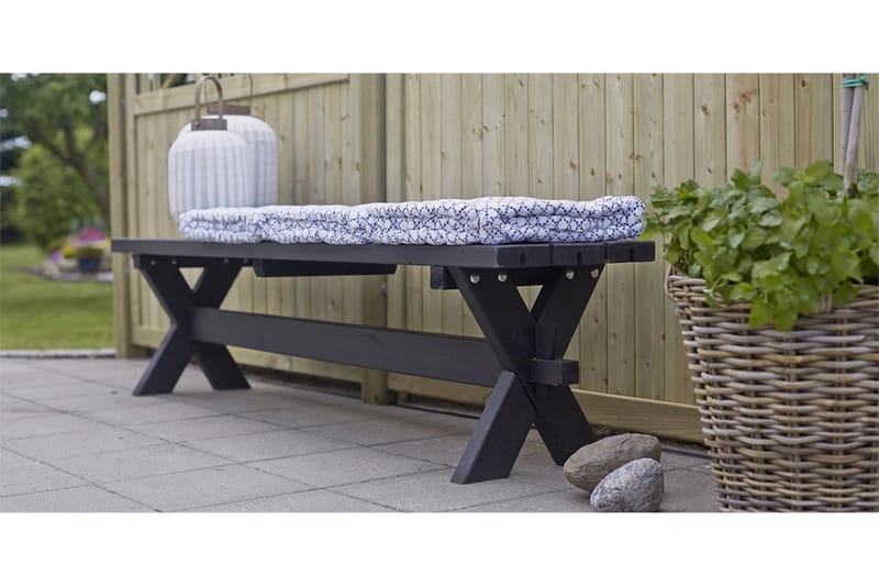 PLUS PlankBänk Utomhus Nostalgi 177x38x44 cm - Svart - Utemöbler - Utesoffa - Trädgårdsbänk & utebänk