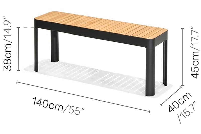 Portals Utebänk 143 cm - Svart/Trä - Utemöbler - Utesoffa - Trädgårdsbänk & utebänk