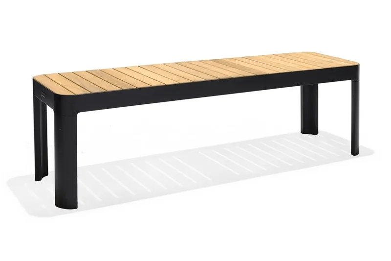 Portals Utebänk 143 cm - Svart/Trä - Utemöbler - Utesoffa - Trädgårdsbänk & utebänk