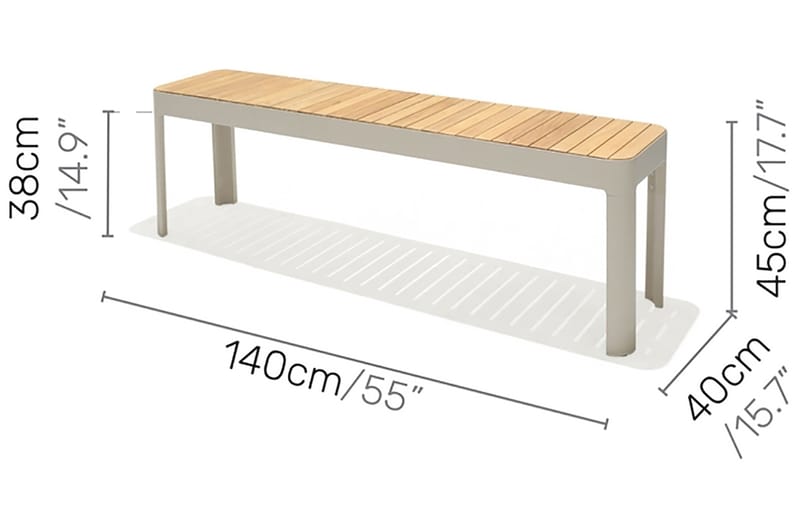 Portals Utebänk 143 cm - Vit/trä - Trädgårdsbänk & utebänk