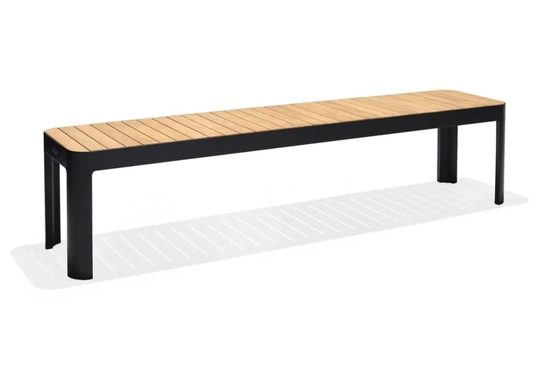 Portals Utebänk 182 cm - Svart/Trä - Utemöbler - Utesoffa - Trädgårdsbänk & utebänk