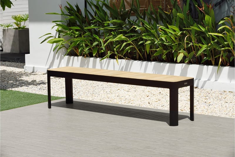 Portals Utebänk 182 cm - Svart/Trä - Utemöbler - Utesoffa - Trädgårdsbänk & utebänk