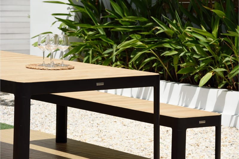 Portals Utebänk 182 cm - Svart/Trä - Utemöbler - Utesoffa - Trädgårdsbänk & utebänk