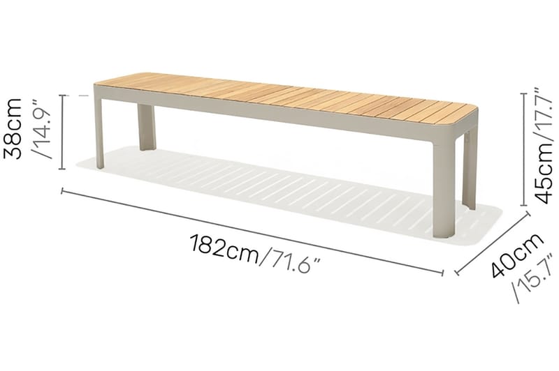 Portals Utebänk 182 cm - Vit/trä - Trädgårdsbänk & utebänk