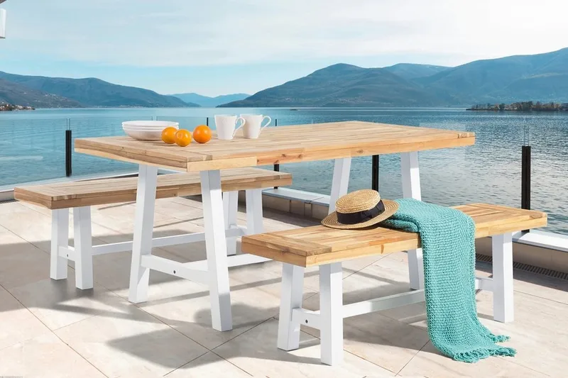 Scania Trädgårdsbänk 140 cm - Brun/Vit - Utemöbler - Utesoffa - Trädgårdsbänk & utebänk