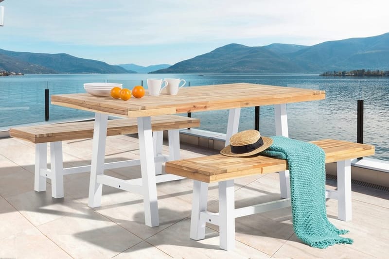 Scania Trädgårdsbänk 140 cm - Brun/Vit - Utemöbler - Utesoffa - Trädgårdsbänk & utebänk