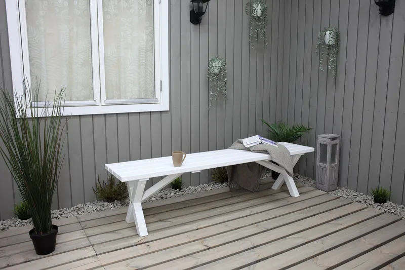 Scottsdale Bänk Utomhus 180 cm Vit - KWA - Utemöbler - Utesoffa - Trädgårdsbänk & utebänk