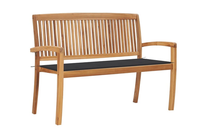 Stapelbar Trädgårdsbänk med dyna 128,5 cm massiv teak - Antracit - Utemöbler - Utesoffa - Trädgårdsbänk & utebänk