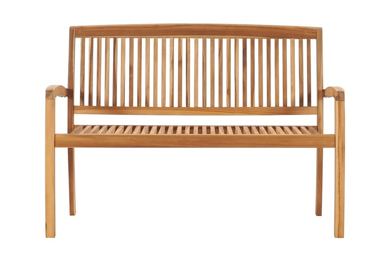Stapelbar Trädgårdsbänk med dyna 128,5 cm massiv teak - Antracit - Utemöbler - Utesoffa - Trädgårdsbänk & utebänk