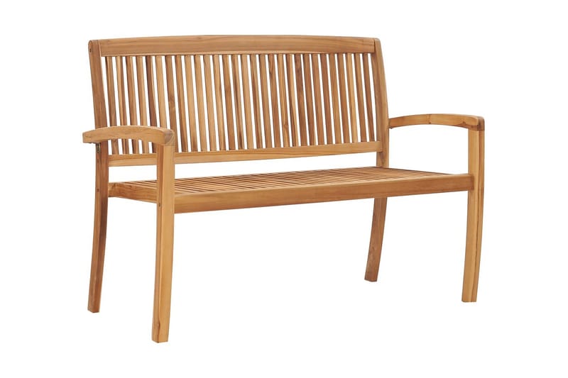 Stapelbar Trädgårdsbänk med dyna 128,5 cm massiv teak - Antracit - Utemöbler - Utesoffa - Trädgårdsbänk & utebänk