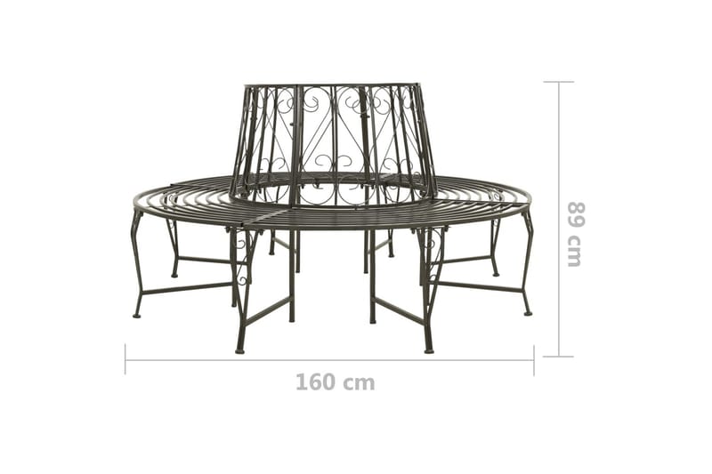 Trädbänk 160 cm stål - Grå - Trädgårdsbänk & utebänk