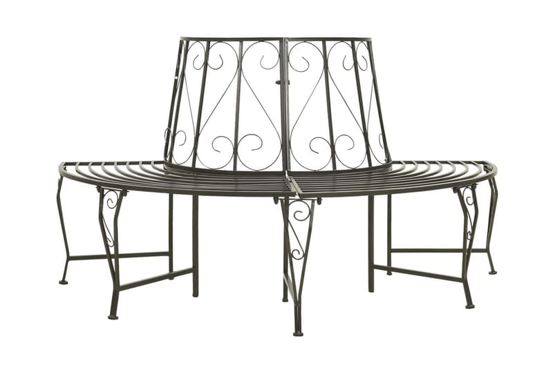 TrädBänk Utomhus halvrund 160 cm stål - Grå - Utemöbler - Utesoffa - Trädgårdsbänk & utebänk