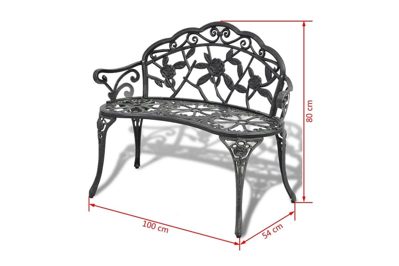 Trädgårdsbänk 100 cm gjuten aluminium grön - Grön - Utemöbler - Utesoffa - Tr�ädgårdsbänk & utebänk