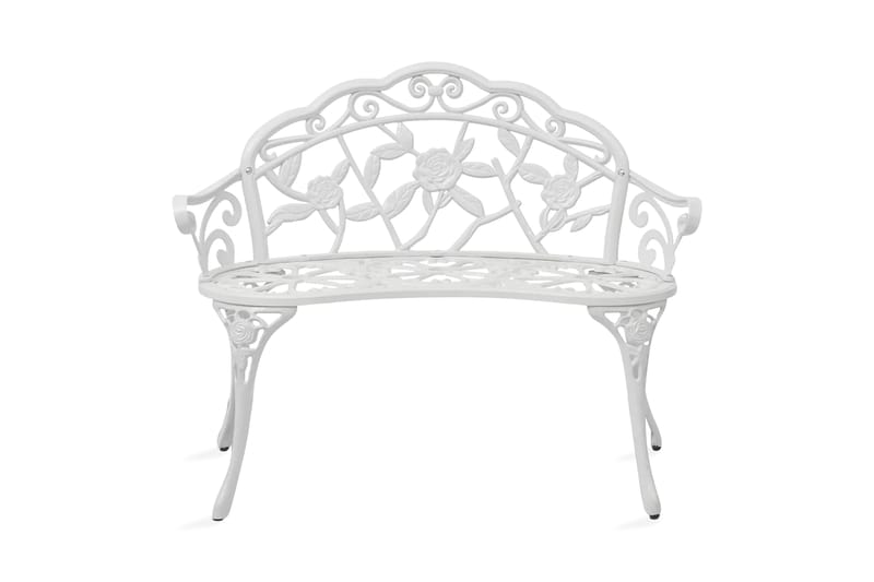 Trädgårdsbänk 100 cm gjuten aluminium vit - Vit - Utemöbler - Utesoffa - Trädgårdsbänk & utebänk