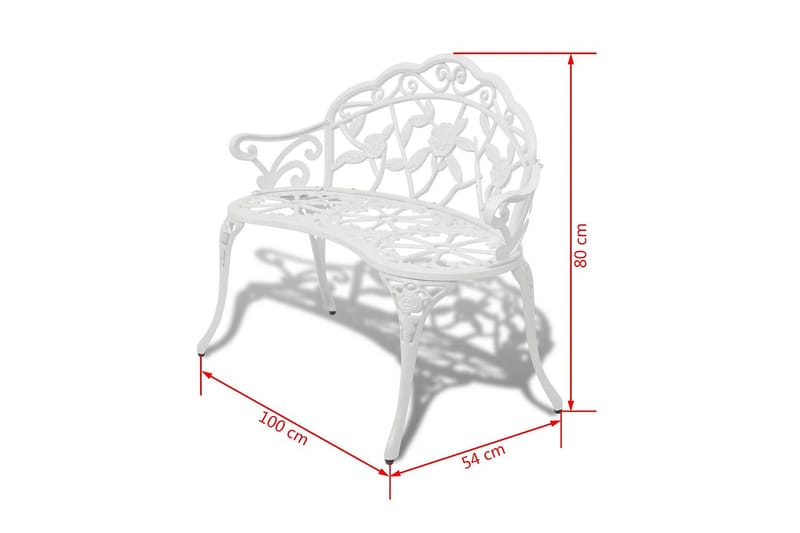 Trädgårdsbänk 100 cm gjuten aluminium vit - Vit - Utemöbler - Utesoffa - Trädgårdsbänk & utebänk