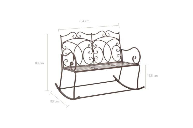 Trädgårdsbänk 104 cm järn antikbrun - Brun - Trädgårdsbänk & utebänk