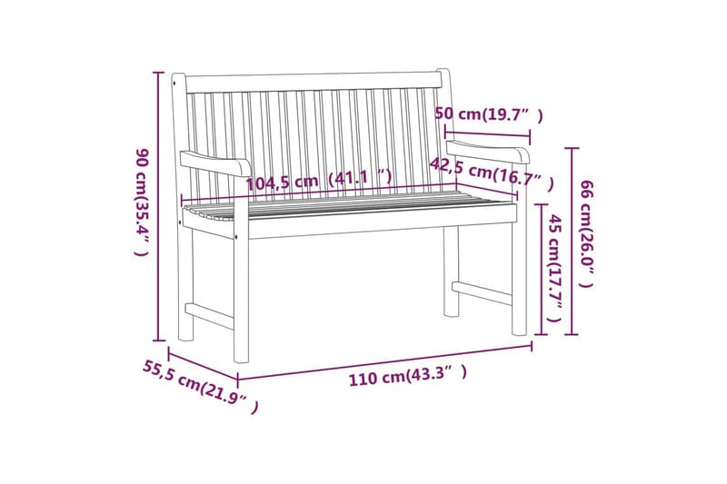 Trädgårdsbänk 110 cm massivt akaciaträ - Brun - Trädgårdsbänk & utebänk