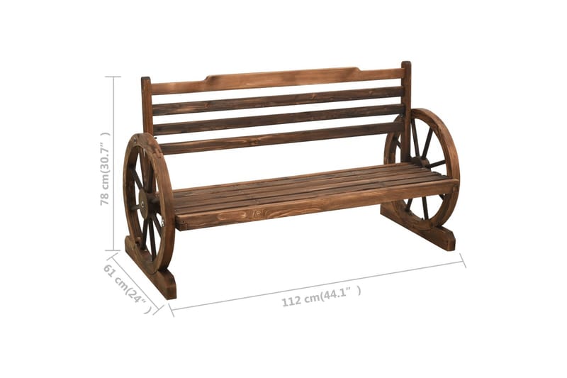 Trädgårdsbänk 112 cm massivt granträ - Brun - Utemöbler - Utesoffa - Trädgårdsbänk & utebänk